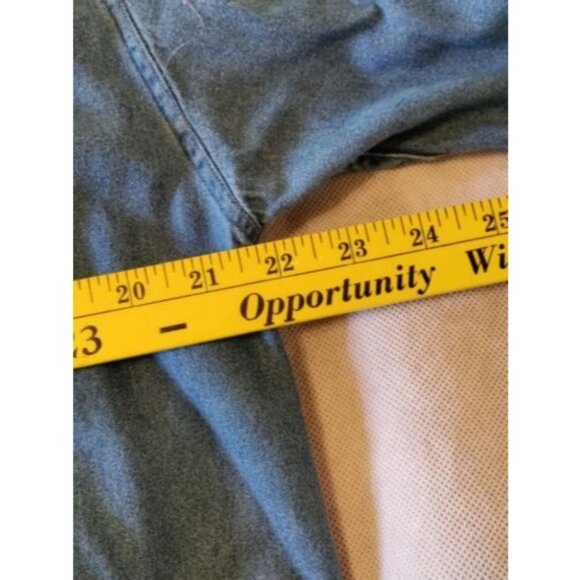 Vintage American Flag Denim Shirt Size Medium Fringe Trim Patriotic - Picture 10 of 12